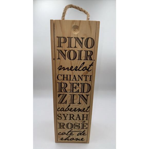 Natural Wooden Wine Red Crate with Handle with Sliding Cover Classy 31-08 - Picture 1 of 16
